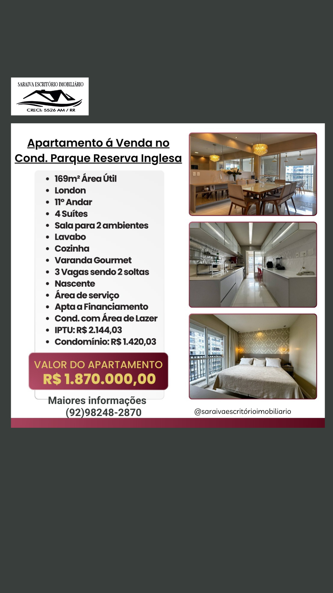 Apartamento com 4 Quartos à Venda, 169 m²em Ponta Negra - Manaus