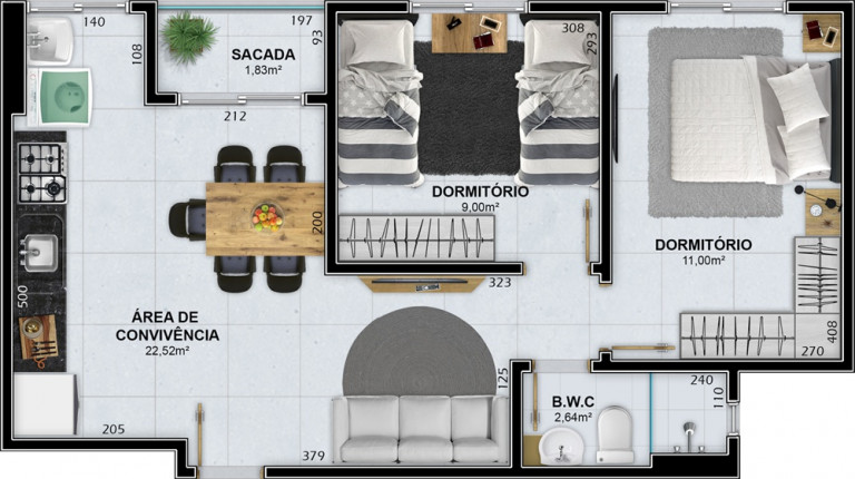 Imagem Apartamento com 2 Quartos à Venda, 53 m² em Rio Maina - Criciúma Imagem Apartamento com 2 Quartos à Venda, 53 m² em Rio Maina - Criciúma