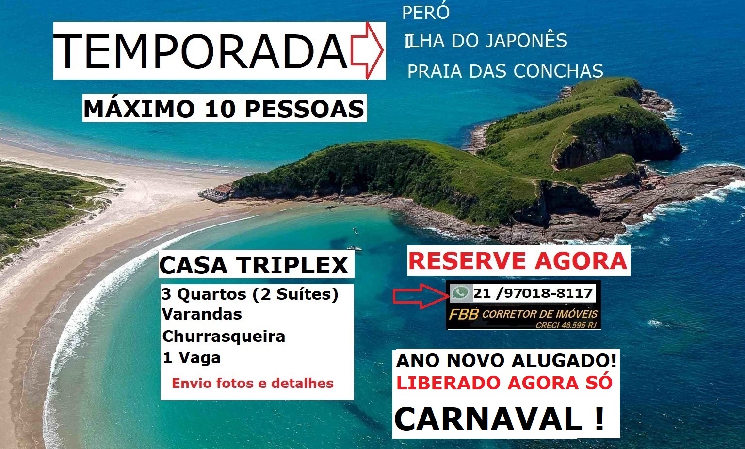 Imagem Casa de Condomínio com 3 Quartos para Temporada, 100 m² em Peró - Cabo Frio