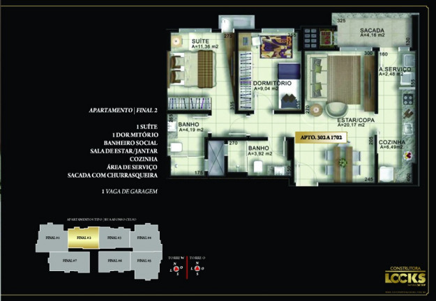 Imagem Apartamento com 3 Quartos à Venda, 133 m² em Centro - Criciúma