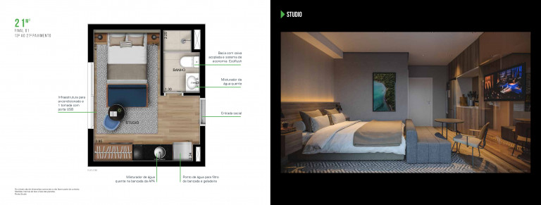 Imagem Studio com 1 Quarto à Venda, 26 m² em Belenzinho - São Paulo