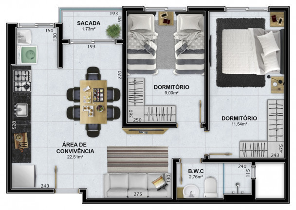 Imagem Apartamento com 2 Quartos à Venda, 53 m² em Santa Augusta - Criciúma Imagem Apartamento com 2 Quartos à Venda, 53 m² em Santa Augusta - Criciúma