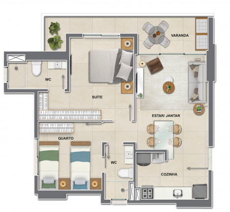 Imagem Apartamento com 2 Quartos à Venda, 55 m² em Cocó - Fortaleza