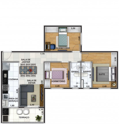 Imagem Apartamento com 3 Quartos à Venda, 67 m² em Mogi Moderno - Mogi das Cruzes