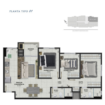 Imagem Apartamento com 3 Quartos à Venda, 78 m² em Próspera - Criciúma
