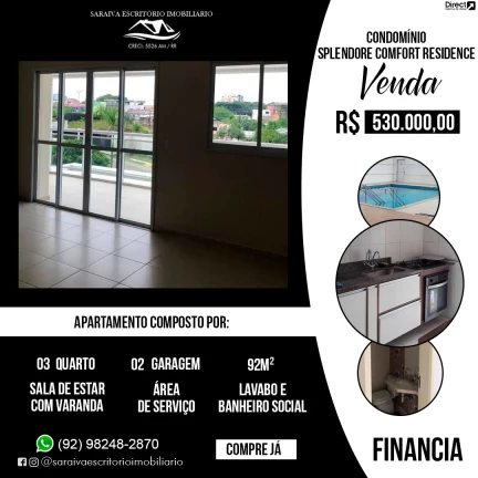 Imagem Apartamento com 3 Quartos à Venda, 92 m² em Dom Pedro I - Manaus