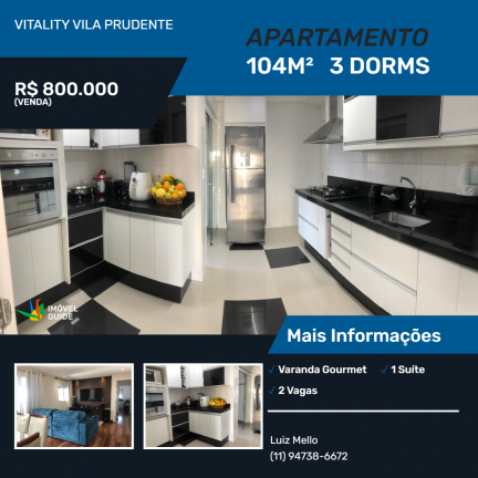 Foto do imóvel Apartamento com 3 Quartos à Venda, 104 m² em Jardim Avelino - São Paulo