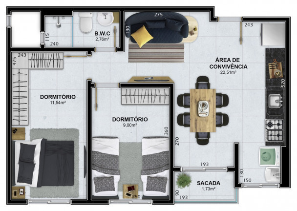 Imagem Apartamento com 2 Quartos à Venda, 53 m² em Santa Augusta - Criciúma Imagem Apartamento com 2 Quartos à Venda, 53 m² em Santa Augusta - Criciúma