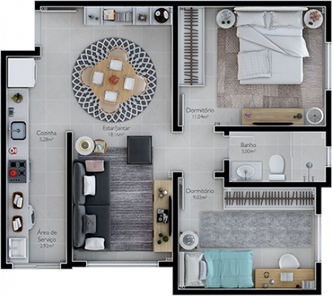 Imagem Apartamento com 2 Quartos à Venda, 56 m² em Cristo Rei - Içara Imagem Apartamento com 2 Quartos à Venda, 56 m² em Cristo Rei - Içara