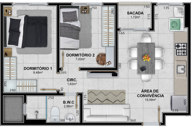 Imagem Apartamento com 2 Quartos à Venda, 53 m² em Santa Augusta - Criciúma Imagem Apartamento com 2 Quartos à Venda, 53 m² em Santa Augusta - Criciúma