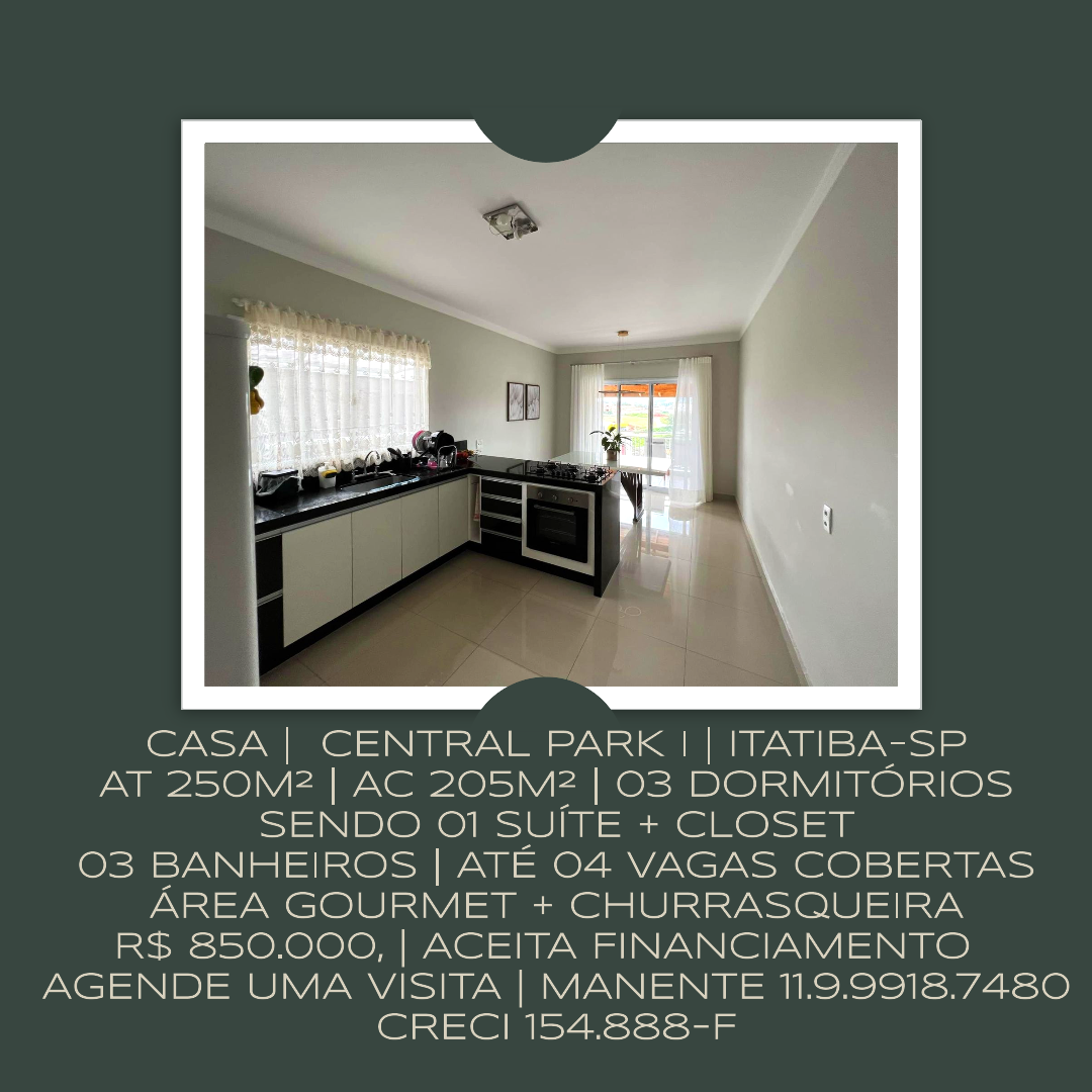 Casa com 3 Quartos à Venda, 205 m²em Loteamento Residencial Central Park I - Itatiba