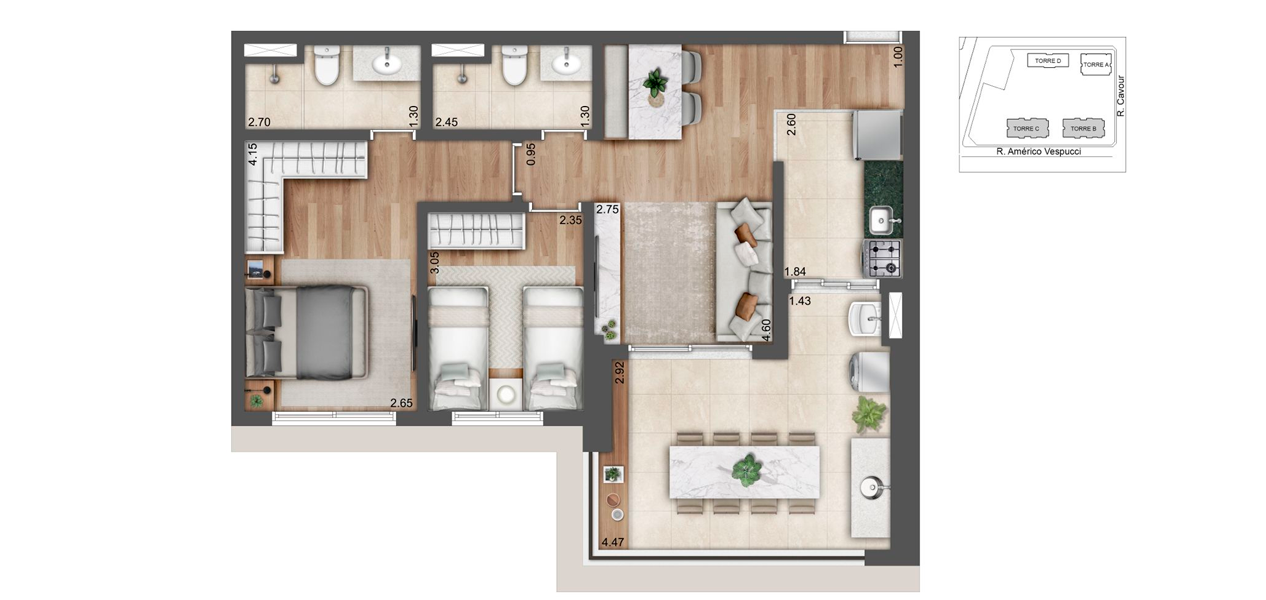 Imagem Apartamento com 2 Quartos à Venda, 73 m² em Quinta da Paineira - São Paulo