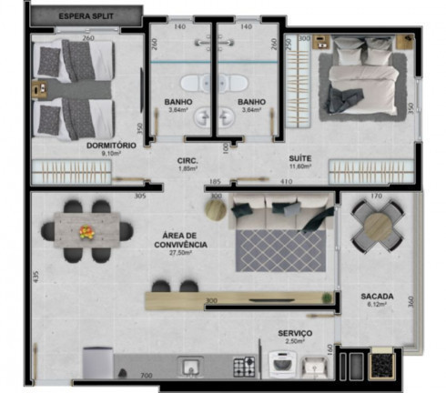 Imagem Apartamento com 3 Quartos à Venda, 87 m² em Brasília - Criciúma