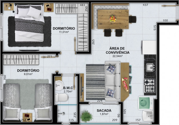 Imagem Apartamento com 2 Quartos à Venda, 53 m² em Rio Maina - Criciúma Imagem Apartamento com 2 Quartos à Venda, 53 m² em Rio Maina - Criciúma