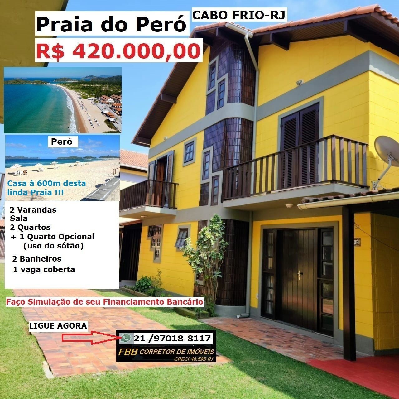 Casa de Condomínio com 2 Quartos à Venda, 125 m² em Peró - Cabo Frio