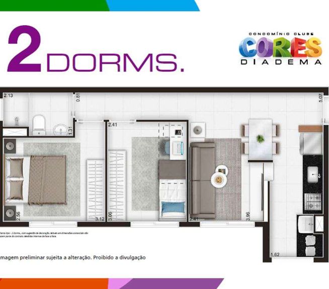 Imagem Apartamento com 2 Quartos à Venda, 45 m² em Piraporinha - Diadema