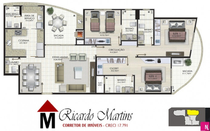 Imagem Cobertura com 3 Quartos à Venda, 134 m² em Centro - Criciúma Imagem Cobertura com 3 Quartos à Venda, 134 m² em Centro - Criciúma