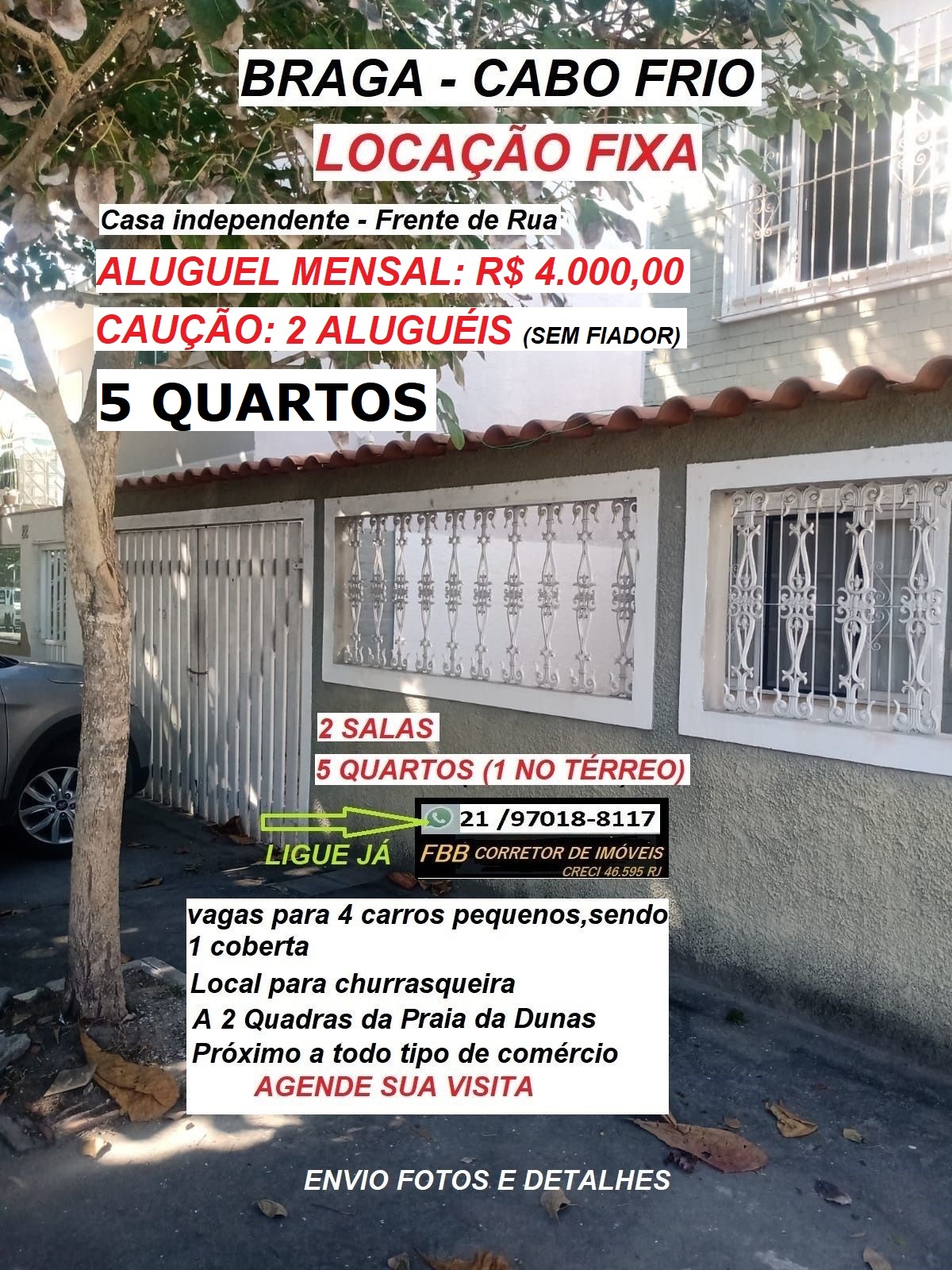Imagem Casa com 5 Quartos para Alugar, 180 m² em Braga - Cabo Frio Imagem Casa com 5 Quartos para Alugar, 180 m² em Braga - Cabo Frio