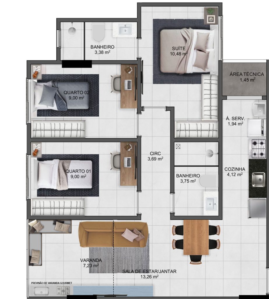 Imagem Apartamento com 2 Quartos à Venda, 60 m² em Interlagos - Vila Velha