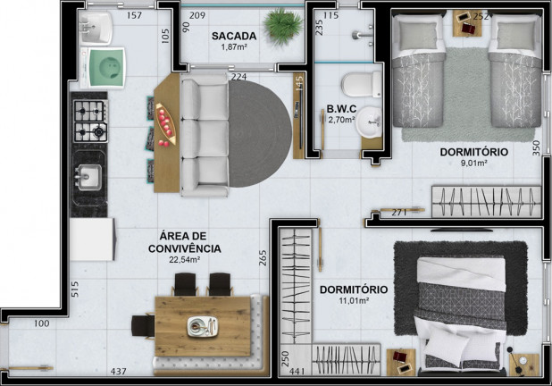 Imagem Apartamento com 2 Quartos à Venda, 53 m² em Rio Maina - Criciúma Imagem Apartamento com 2 Quartos à Venda, 53 m² em Rio Maina - Criciúma
