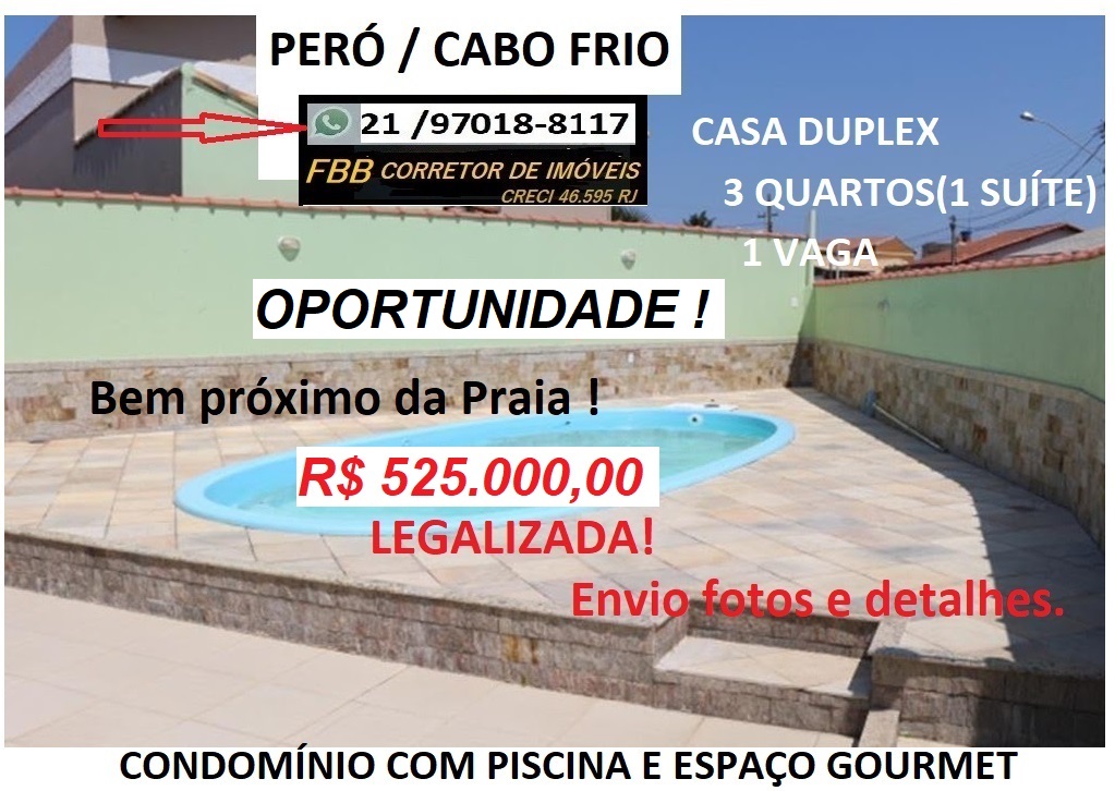 Imagem Casa de Condomínio com 3 Quartos à Venda, 95 m² em Peró - Cabo Frio Imagem Casa de Condomínio com 3 Quartos à Venda, 95 m² em Peró - Cabo Frio