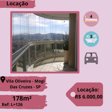 Apartamento com 4 Quartos para Alugar, 178 m² em Vila Oliveira - Mogi das Cruzes