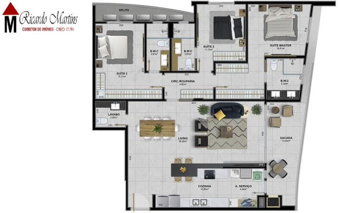 Imagem Cobertura com 3 Quartos à Venda, em Centro - Criciúma Imagem Cobertura com 3 Quartos à Venda, em Centro - Criciúma