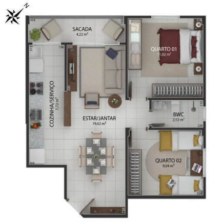 Imagem Apartamento com 2 Quartos à Venda, 62 m² em Universitário - Criciúma Imagem Apartamento com 2 Quartos à Venda, 62 m² em Universitário - Criciúma