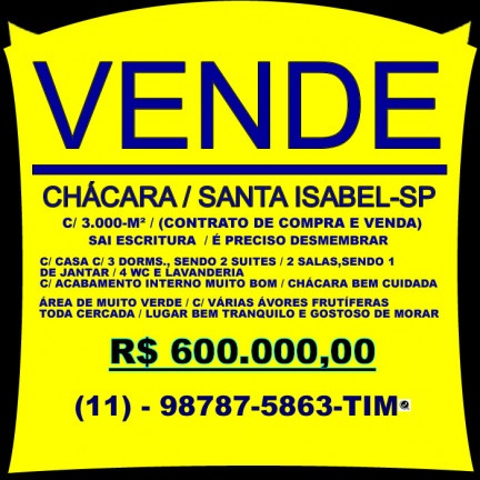 Chácara com 3 Quartos à Venda, 3 m² em Jardim Zaira - Mauá