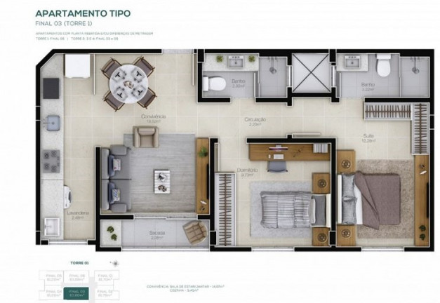 Imagem Apartamento com 2 Quartos à Venda, 61 m²em dos Imigrantes - Criciúma Imagem Apartamento com 2 Quartos à Venda, 61 m²em dos Imigrantes - Criciúma