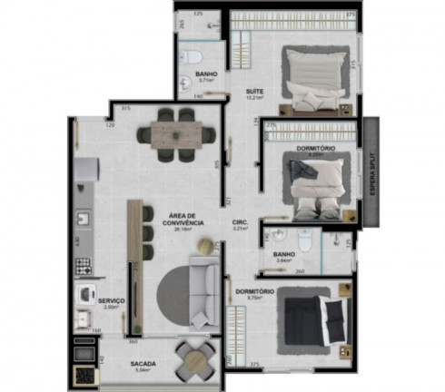 Imagem Apartamento com 3 Quartos à Venda, 87 m² em Brasília - Criciúma