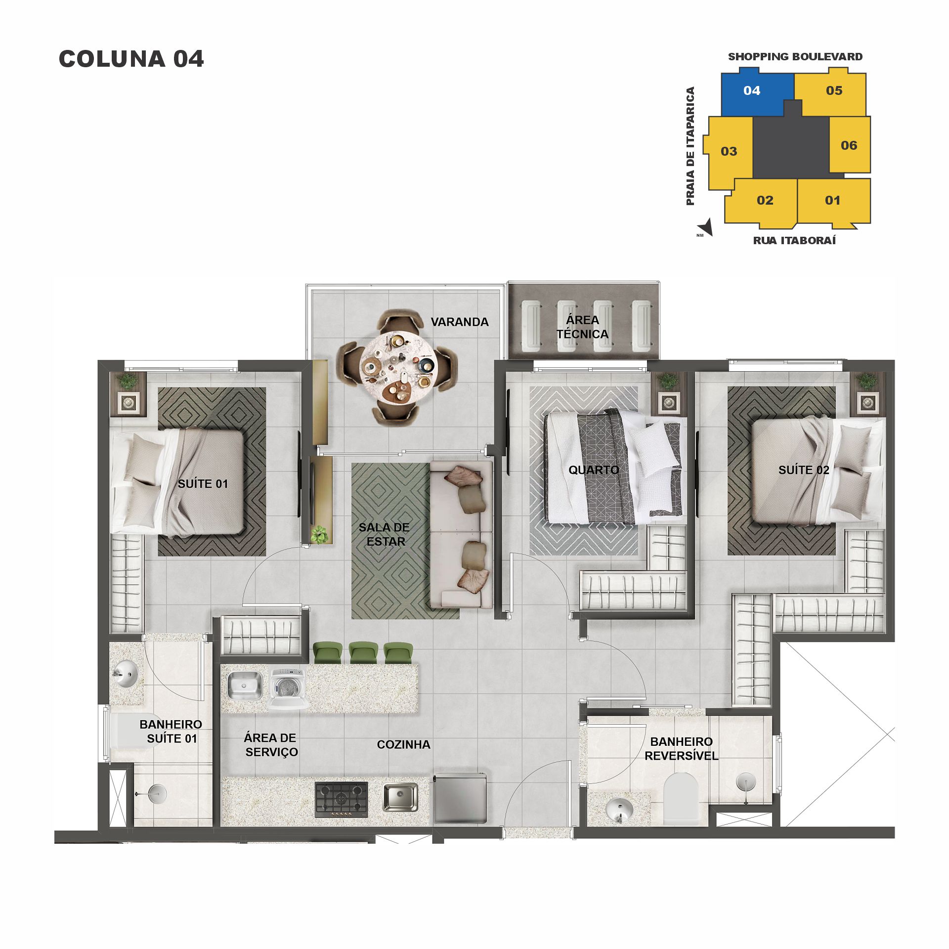 Imagem Apartamento com 3 Quartos à Venda, 80 m² em Praia de Itaparica - Vila Velha Imagem Apartamento com 3 Quartos à Venda, 80 m² em Praia de Itaparica - Vila Velha
