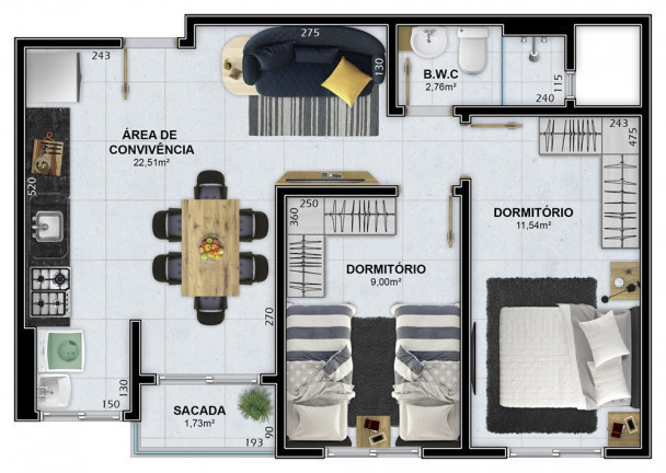 Imagem Apartamento com 2 Quartos à Venda, 53 m² em Santa Augusta - Criciúma Imagem Apartamento com 2 Quartos à Venda, 53 m² em Santa Augusta - Criciúma