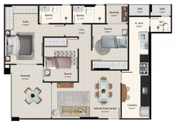 Imagem Apartamento com 3 Quartos à Venda, 101 m² em Itapuã - Vila Velha
