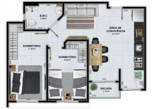 Imagem Apartamento com 2 Quartos à Venda, 53 m² em Santa Augusta - Criciúma Imagem Apartamento com 2 Quartos à Venda, 53 m² em Santa Augusta - Criciúma