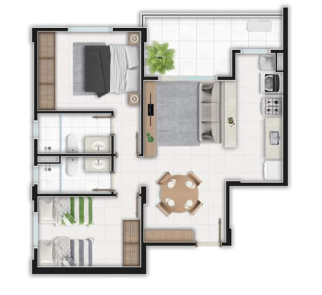 Imagem Apartamento com 2 Quartos à Venda,  em Setor Martins - Mineiros