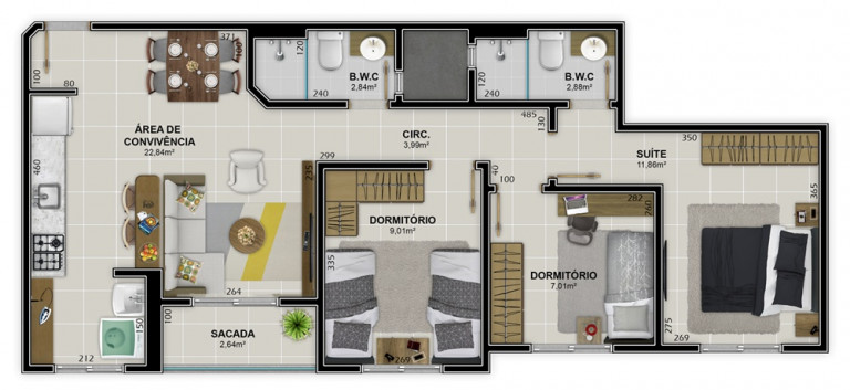 Imagem Apartamento com 3 Quartos à Venda, 86 m² em Próspera - Criciúma Imagem Apartamento com 3 Quartos à Venda, 86 m² em Próspera - Criciúma