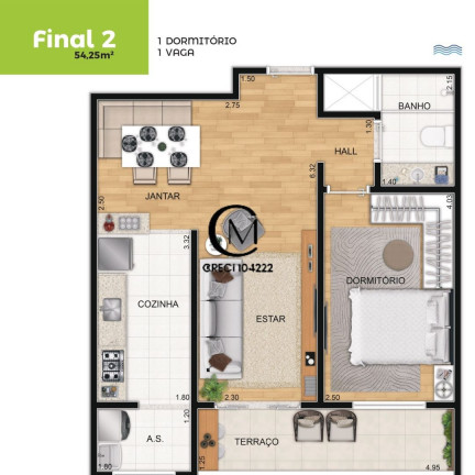 Imagem Apartamento com 1 Quarto à Venda, 54 m² em Aviação - Praia Grande