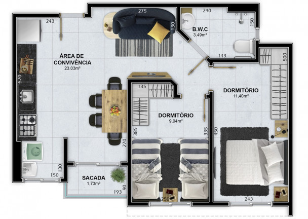 Imagem Apartamento com 2 Quartos à Venda, 53 m² em Santa Augusta - Criciúma Imagem Apartamento com 2 Quartos à Venda, 53 m² em Santa Augusta - Criciúma