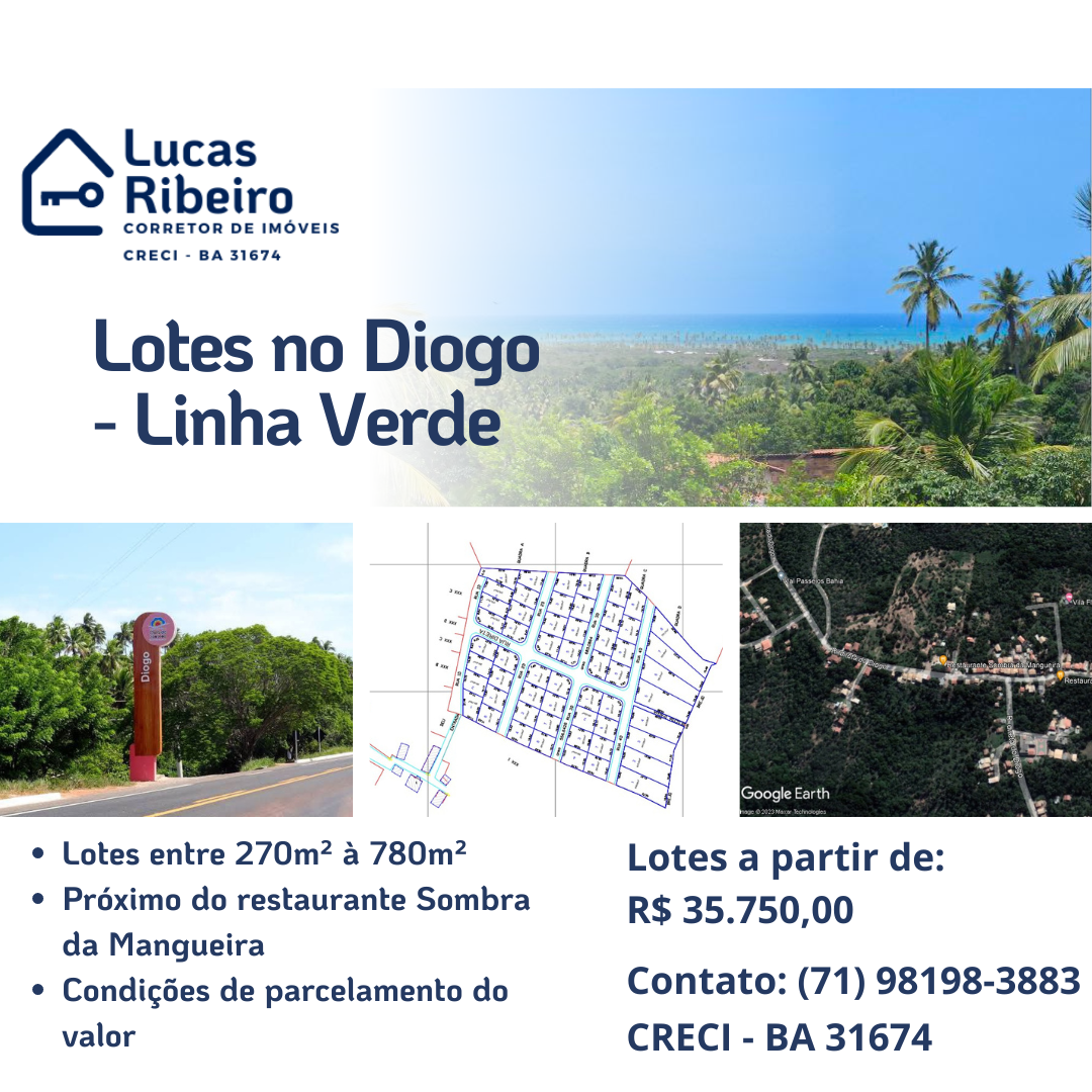 Terreno à Venda, 275 m²em Diogo - Mata de São João