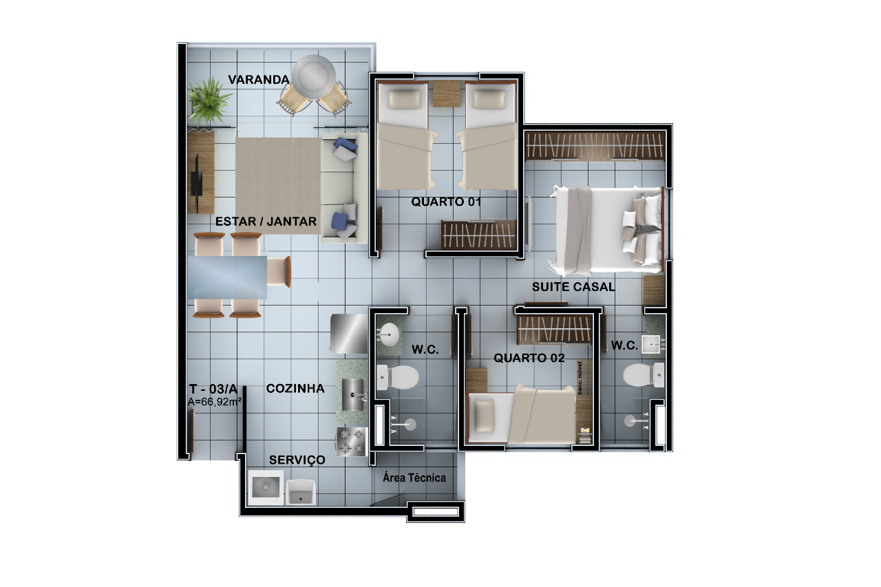 Imagem Apartamento com 3 Quartos à Venda, 66 m²em Cidade Jardim - Teresina