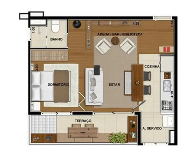 Imagem Studio com 1 Quarto à Venda, 45 m²em República - São Paulo