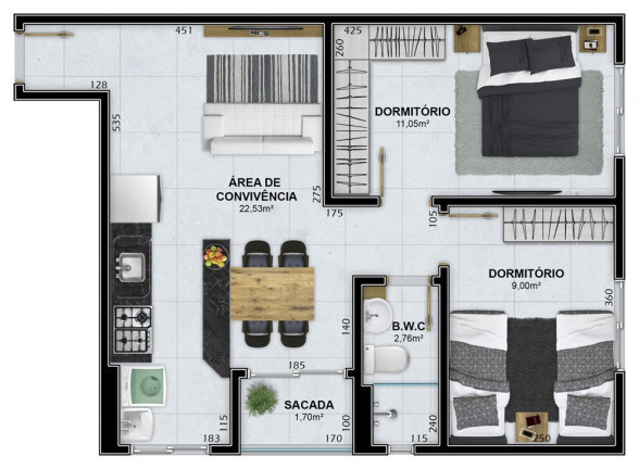 Imagem Apartamento com 2 Quartos à Venda, 53 m² em Santa Augusta - Criciúma Imagem Apartamento com 2 Quartos à Venda, 53 m² em Santa Augusta - Criciúma