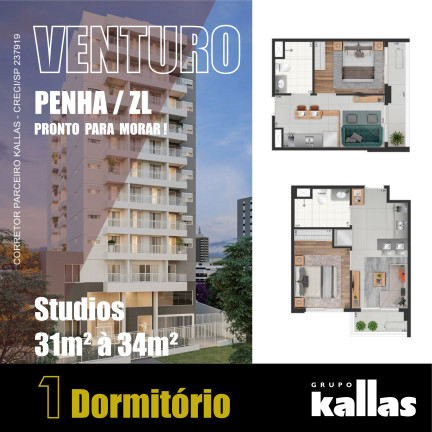 Studio à Venda, 31 m² em Penha de França - São Paulo