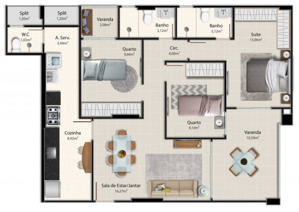 Imagem Apartamento com 3 Quartos à Venda, 101 m² em Itapuã - Vila Velha