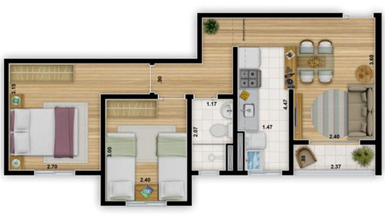 Imagem Apartamento com 2 Quartos à Venda, 47 m² em Jardim Castelo - São Paulo