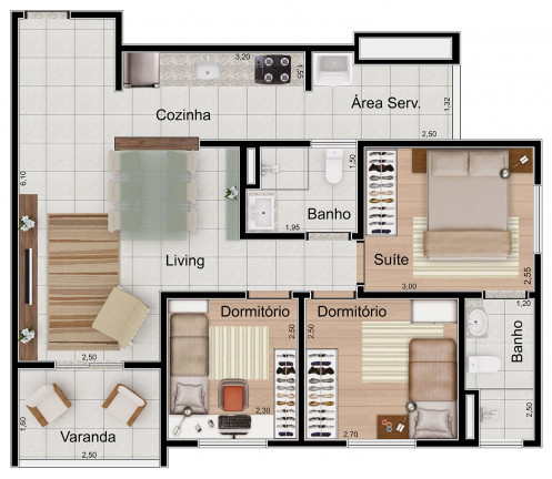 Imagem Apartamento com 3 Quartos à Venda, 66 m² em Chácara Antonieta - Limeira Imagem Apartamento com 3 Quartos à Venda, 66 m² em Chácara Antonieta - Limeira
