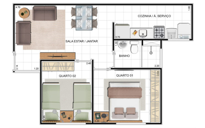 Imagem Apartamento com 2 Quartos à Venda, 47 m² em Tarumã - Manaus Imagem Apartamento com 2 Quartos à Venda, 47 m² em Tarumã - Manaus