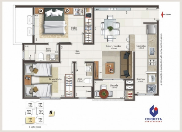 Imagem Apartamento com 2 Quartos à Venda, 64 m² em Centro - Criciúma Imagem Apartamento com 2 Quartos à Venda, 64 m² em Centro - Criciúma
