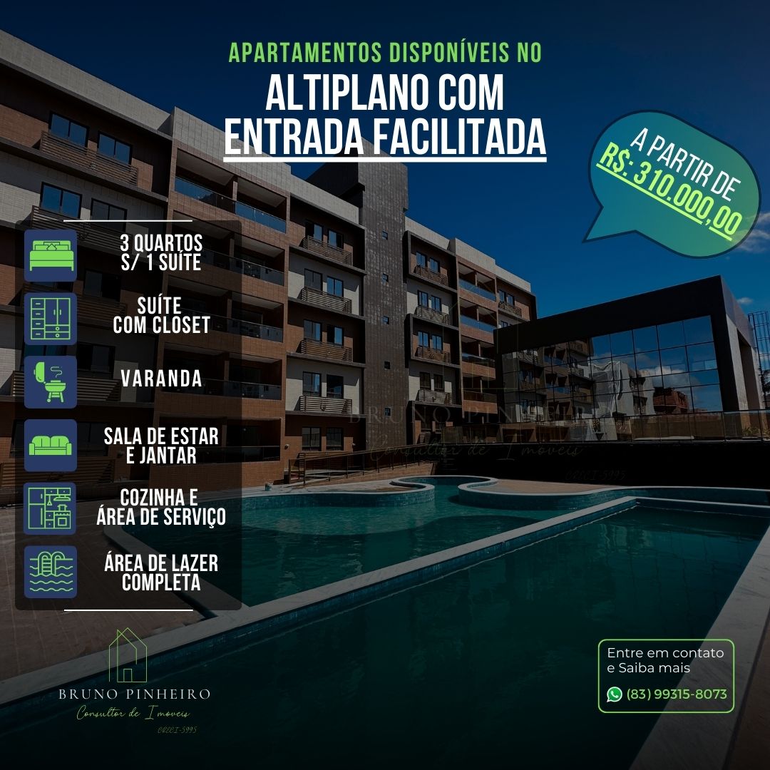 Apartamento com 3 Quartos à Venda, 67 m²em Altiplano Cabo Branco - João Pessoa